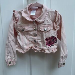 Little Lass 3T Girls Pink Floral Denim Jacket